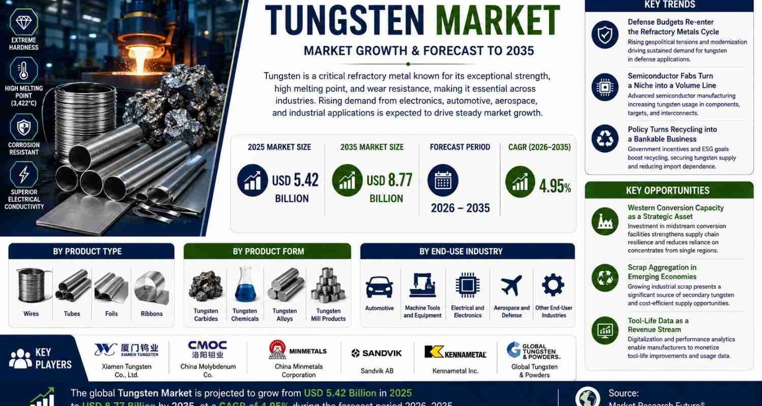 Tungsten Market on Track to Reach $8.77 Billion by 2035 as Defense and Semiconductor Demand Reshape Supply Chains