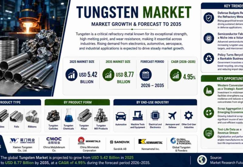 Tungsten Market on Track to Reach $8.77 Billion by 2035 as Defense and Semiconductor Demand Reshape Supply Chains