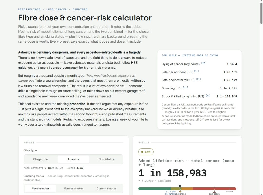 How Much Asbestos Exposure Is Dangerous Launches Free 2026 Calculator Scoring 59 Real-World Asbestos Exposure Scenarios