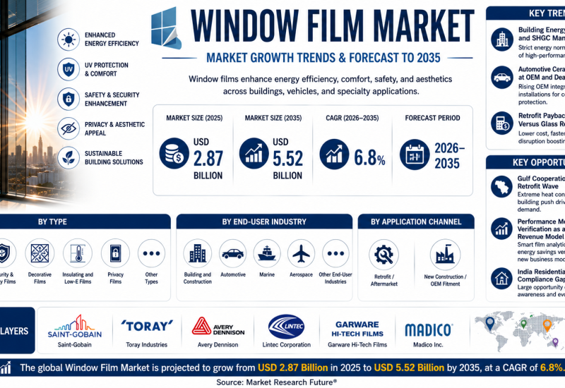 Window Film Market to Grow from USD 3.05 Billion in 2026 to USD 5.52 Billion by 2035 at 6.8% CAGR